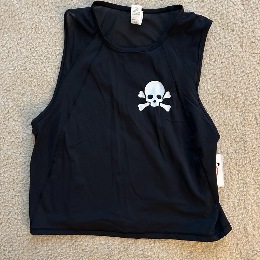 NWT pure barre black cropped skull tank top size 8